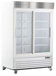Standard Chromatography Refrigerator 47 Cu. Ft. Double Slide Glass Door with microprocessor temperature controller, audible and visual high/low temp alarms, remote alarm contacts, one duplex outlet, one 2" access port and casters. Requires two (2) outlets. Warranty: 1/5; One year parts and labor warranty, plus an additional four year compressor parts warranty. Requires two (2) outlets